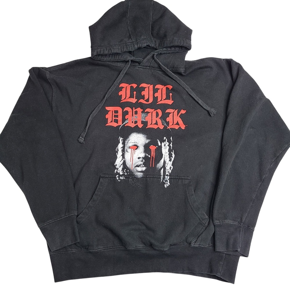 Lil Durk‎ Bloody Eyes Unisex Hoodie Size Large Black